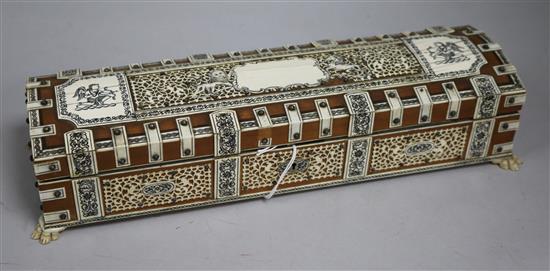 A Southern Indian ivory and sandalwood glove box, 19th century